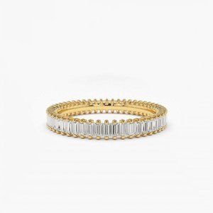 Two-Tone 14K (or 18k upon request) Gold Silver Baguette Diamond Ring